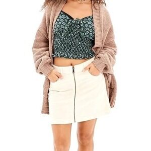 American Eagle Corduroy Mini Skirt Womens 8 Cream Retro 70s Boho Hippie Western